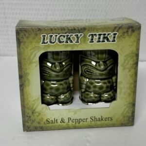 New Tiki Hawaiian Salt & Pepper Shakers Money & Lucky Hawaii Islands Totem